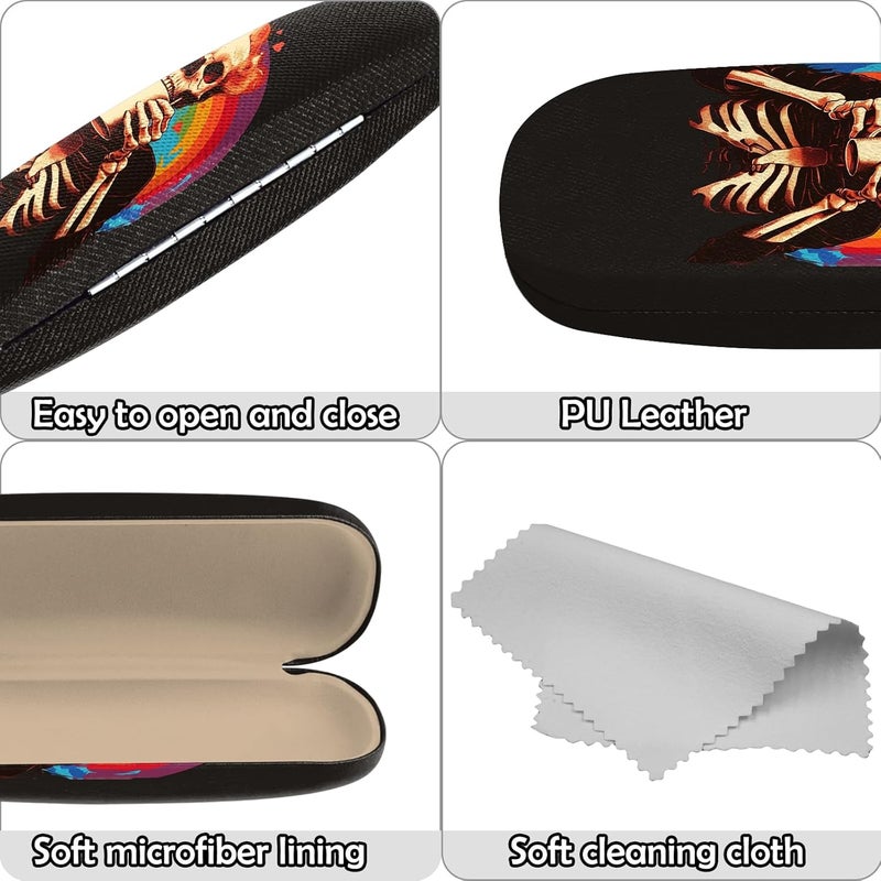 Cabreche Glasses Case Hard Shell Eyeglass Portable Glasses Eyeglasses Holder Box with Cleaning Cloth Women Girls Men Cute - Image 4